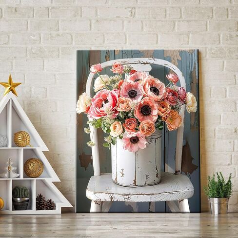 JOOZ Framed Canvas Diamond Art Kits for Adults - 5D Flowers Diamond Painting Kits for Adults, DIY Full Drill Diamond Art Flowers, Gem Art Kits for Home Wall Decor (20 X 16 Inch) in Saudi Arabia