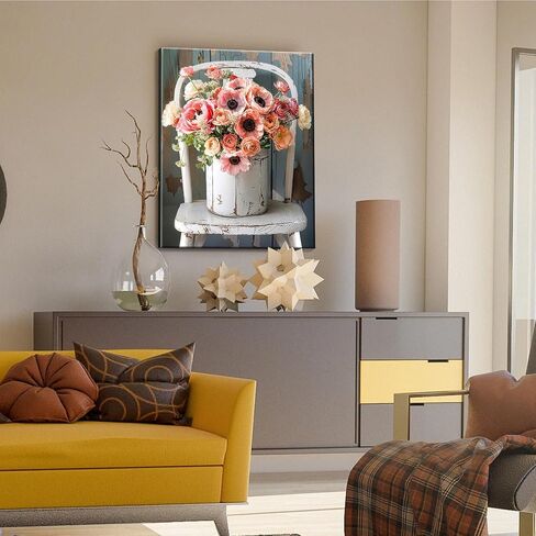 JOOZ Framed Canvas Diamond Art Kits for Adults - 5D Flowers Diamond Painting Kits for Adults, DIY Full Drill Diamond Art Flowers, Gem Art Kits for Home Wall Decor (20 X 16 Inch) in Saudi Arabia