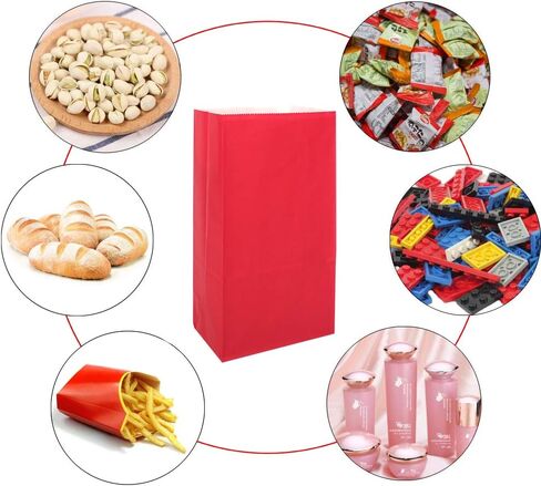 KEYYOOMY Small Paper Bags Red Party Goody Bags Party Favor Bags Paper Lunch Bags (100 CT, 3.5 X 2.4 X 7.1 In) in Saudi Arabia