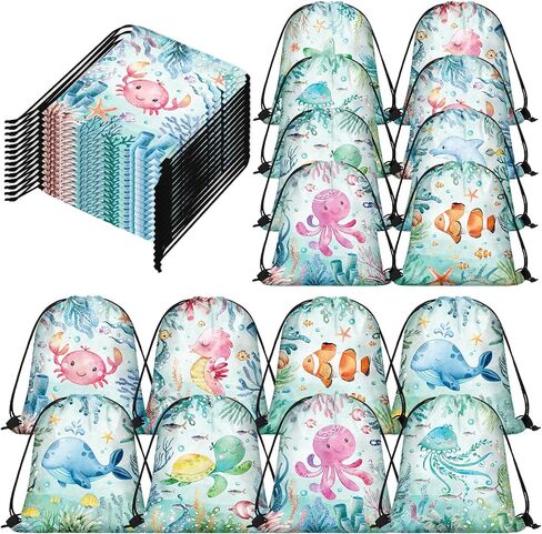 Sanwuta 18 PCS تحت حفل البحر يفضل الأكياس Goodie Ocean Gift Pags Beach Sea Animal Candy Treatpack Ramentspack for Summer Birthdy Party Decor in Kuwait