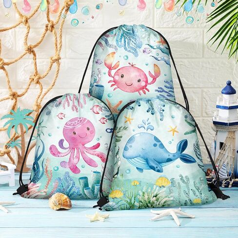 Sanwuta 18 PCS تحت حفل البحر يفضل الأكياس Goodie Ocean Gift Pags Beach Sea Animal Candy Treatpack Ramentspack for Summer Birthdy Party Decor in Kuwait