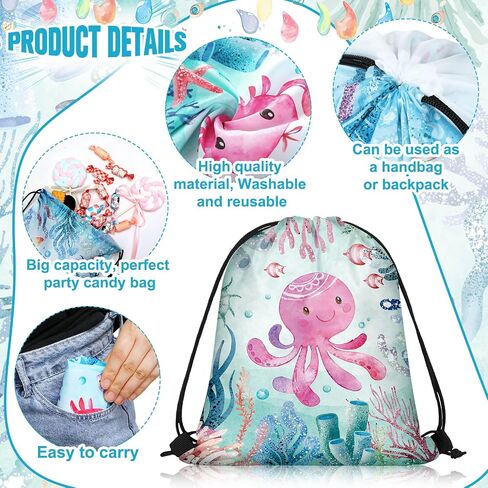 Sanwuta 18 PCS تحت حفل البحر يفضل الأكياس Goodie Ocean Gift Pags Beach Sea Animal Candy Treatpack Ramentspack for Summer Birthdy Party Decor in Kuwait