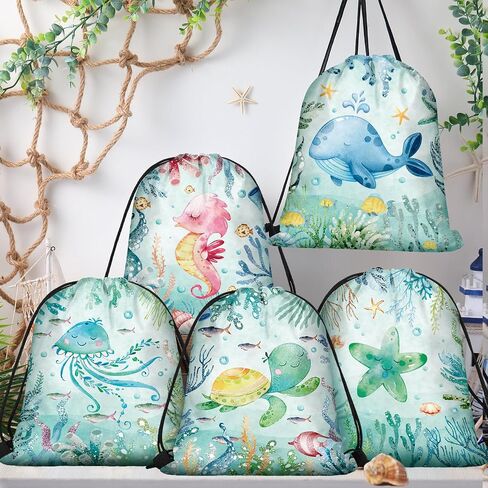Sanwuta 18 PCS تحت حفل البحر يفضل الأكياس Goodie Ocean Gift Pags Beach Sea Animal Candy Treatpack Ramentspack for Summer Birthdy Party Decor in Kuwait