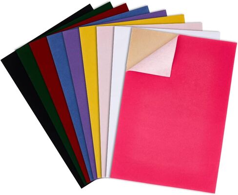 BENECREAT 18Pcs 9 Colors Self-Adhesive Velvet Flocking Liner Sheet, 11.6x7.8inch DIY Flocking Sewing Fabric for Drawer Liner, Jewelry Box, DIY Arts Decoration, 0.7mm Thick in Saudi Arabia