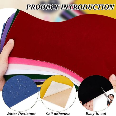 BENECREAT 18Pcs 9 Colors Self-Adhesive Velvet Flocking Liner Sheet, 11.6x7.8inch DIY Flocking Sewing Fabric for Drawer Liner, Jewelry Box, DIY Arts Decoration, 0.7mm Thick in Saudi Arabia