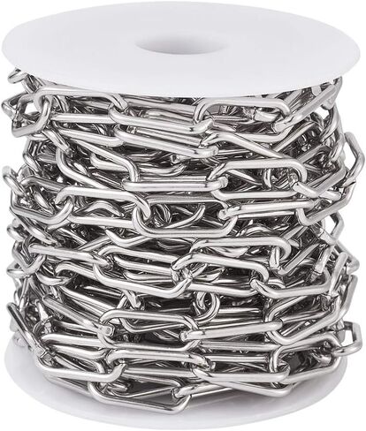 Pandahall 16.4 Feet 304 Stainless Steel Paperclip Chains Necklace 17x7.4x1.6mm Unwelded Strong Oval Cable Chains Links with Spool for Jewelry Making in Saudi Arabia
