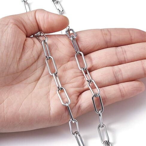 Pandahall 16.4 Feet 304 Stainless Steel Paperclip Chains Necklace 17x7.4x1.6mm Unwelded Strong Oval Cable Chains Links with Spool for Jewelry Making in Saudi Arabia