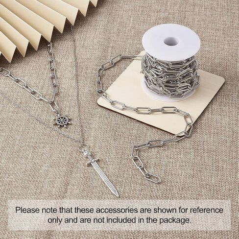 Pandahall 16.4 Feet 304 Stainless Steel Paperclip Chains Necklace 17x7.4x1.6mm Unwelded Strong Oval Cable Chains Links with Spool for Jewelry Making in Saudi Arabia