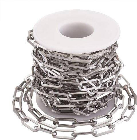 Pandahall 16.4 Feet 304 Stainless Steel Paperclip Chains Necklace 17x7.4x1.6mm Unwelded Strong Oval Cable Chains Links with Spool for Jewelry Making in Saudi Arabia