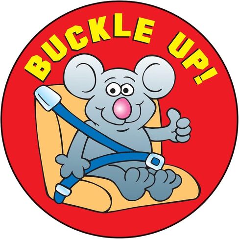 ZOCO - Buckle Up Sticker Roll (400 Count) - Seat Belt Safety - Positive Message Stickers - Kids Giveaways Bulk - 2 Inch Round in Kuwait