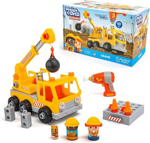 Educational Insights Design & Drill Bolt Buddies Crane Take Apart Toy with Electric Toy Drill, Preschool STEM Toy, Boys & Girls Ages 3+ in Saudi Arabia