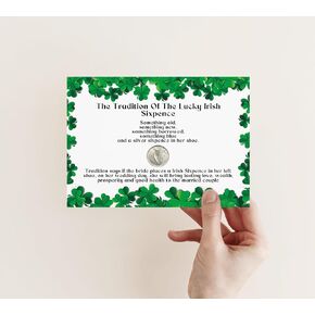 Bride's Sixpence Irish Coin and Card | Sixpence Tradition | Something Old, Something New, Something Borrowed, Something Blue, And A Sixpence For Her Shoe - Gifts For Bride To Be