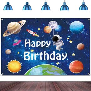 Space Birthday Backdrop Outer Space Happy Birthday Banner Backdrop for Boys Kids Planet Astronaut Space Theme Photo Background Space Birthday Decorations Party Supplies 5x3ft