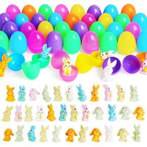 40Pcs PreFilled Easter Eggs with Bunny Toys,Easter Basket Stuffers Fillers Gifts for Kids Toddlers, Easter Party Favors Easter Egg Hunt Classroom Prize