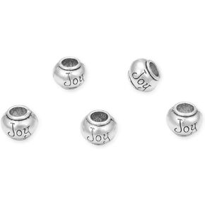 20pcs Hope Bead Large Hole Loose Beads (4.5mm Hole) Antique Silver Metal Spacer for DIY Craft Jewelry Making MEC-C3
