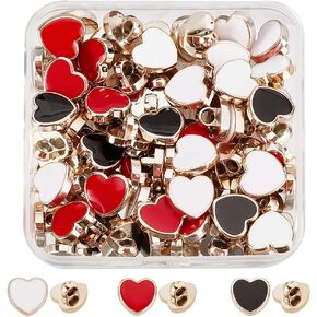 Gorgecraft 3 Colors 60pcs أزرار ساق المعادن المعدنية على شكل قلب 12 مم من ملحقات زر البلاستي