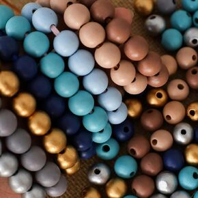 DAHI 500pcs Colorful Round Wooden Beads Wooden Beads Round Blue Assorted Color Natural Wooden Beads for DIY Jewelry Making (Color -10mm)