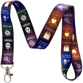 Book Genres Lanyard Keychain ID Badge Holder