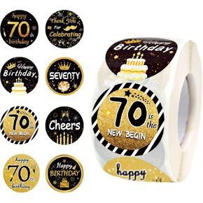 600 PCS 1.5 Inch Happy Roll Stickers, 8 Different Design Black Gold Birthday Stickers - Round Labels for 40th Birthday Party Favor and Anniversary Party Supplies, Handmade Sticker