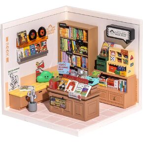 ROBOTIME DIY Miniature House - 1:24 Scale Realistic Store Kit with LED Light - Tiny Model Mini House with Furniture, Best Birthday Gift