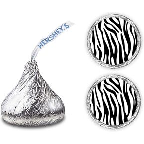 216 Zebra Print Kisses Stickers Labels, Zebra Kisses Stickers for Birthday Party Decorations, Wedding, Baby Shower, Any Event Party Favors Decor for Kisses. Made in USA