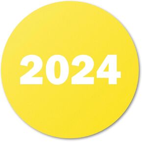 300 Count - 2024 Labels (0.75 inch, Yellow) Year 2024 Stickers for Quality Control, Inventory Control, Shippiing & Handling, Medications