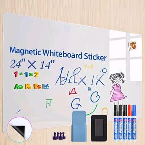 Magnetic White Board Sticker - Adhesive Backing Dry Erase Board for Wall Whiteboard Contact Paper for Office Home Magnetic Dry Erase Board (24'' x 17'')