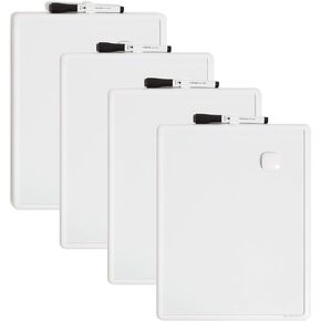 U Brands Contempo Magnetic Dry Erase Board Bundle, 11"x14", White Modern Frame, Includes 4 Boards, 4 Markers and 4 Magnets