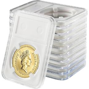 10-Pack Silver Dollar Coin Holder, 18mm Collection Coin Holder, Clear Acrylic Coin Slab Protectors and Display Case for Morgan, Peace, IKE Silver Coin, Four-Point Fixation Coin Capsules