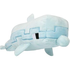 JINX Minecraft Adventure Dolphin Plush Stuffed Toy, Light Blue, 13.75" Long