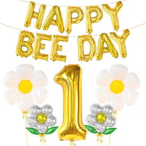 KatchOn, First Bee Day Decorations Girl - Pack of 18 | Happy Bee Day Balloons for Bee Birthday Party Decorations | Baby Bee Birthday Decorations | First Bee Balloons, 1st Bee Day Party Decorations
