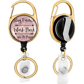 Heavy Duty Golden Retractable ID Badge Reel with 360 Swivel Clip & Keychain - Durable Nylon Rope, Cute Badge Holder for Nurse Doctor Teacher Student Ideal for Office Work(Cute Dogs)