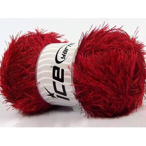 Ice Yarns Dark Red Eyelash Yarn - 100 Gram (3.53 Ounces) 164 Yards (150 Meters), Polyester