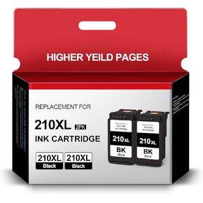 210XL Black Ink Value Pack Cartridge Replacement for Canon 210 210XL PG-210XL Use for Canon Pixma MX410 MX350 MP250 MP495 MX330 MX340 MP280 MP480 MP490 Printer (2 Black)