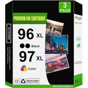 96 97 Ink Cartridge Compatilbe for Deskjet 6540 6940 5940 6840 6988 6980 9800 Officejet 7210 7310 7410 Photosmart 8030 8050 Printers (3 Pack)