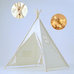 Teepee Tent for Kids Play Tent with String Lights for Girl and Boy,Indoor Outdoor Playhouse Fodable Kids Play Tent, Washable Peach Skin Velvet Canvas Game Tent
