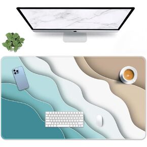 Arttown Bohemian Green Leaves Pad Mouse Mater Garing Summer Boho Botanical Flower Non-Slip Desk Pad Deed Pad and Mouse Desk Mat for Gamer ، Office & Home ، 31.5 × 15.7 in