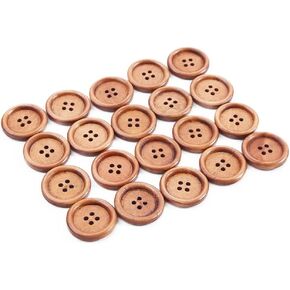 60 Pieces Natural Wooden Button, Thin Edge 4 Holes Sewing Buttons, 25 mm/1 inch Hand-Sewn Button Bag Decoration DIY Clothing Accessories