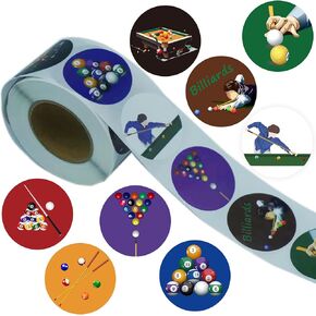 500 Pieces Billiards Party Decorations Labels Roll Stickers - Snooker Ball Sports Billiards Themed Birthday Party Supplies Decor Favors Jar Containers Letter DIY Sticker Labels Decals