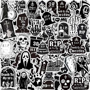104 PCS 30th Birthday Stickers, Halloween Party Supplies Death to My 20s Party Supplies Rip to My 20s Birthday Decorations Funeral Gothic Halloween Sticker for My Youth Funny Thirtieth Party Favors