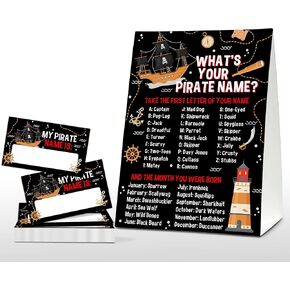 ما هي لعبة الاسم القراصنة الخاصة بك - ألعاب حفلة عيد ميلاد القراصنة القديمة للأولاد - نشاط الفصول الدراسية للمدرسة العائلية - علامة واحدة و 30 ملصقًا - ديكورات أطفال القراصنة (12) in Kuwait