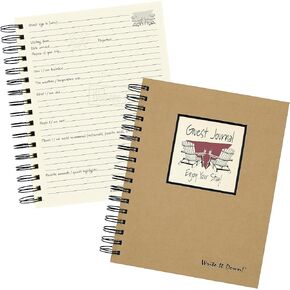 Write it Down series by Journals Unlimited, Guided Journal, Guest Journal, Enjoy Your Stay!, Full-size 7.5"x 9", Kraft Hard Cover, Made in USA