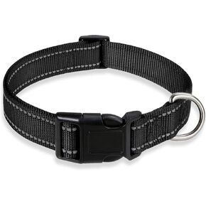 Dog Collar for Medium/Large Dogs, Adjustable Black Necklace with Buckle, Comfortable for Dogs, Reflective, Size L