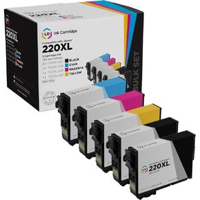 LD Products Remanufactured Replacement for Epson 220XL Ink Cartridges 220 XL (2 T220XL120 Black 1 T220XL220 Cyan 1 T220XL320 Magenta 1 T220XL420 Yellow 5-Pack) for XP-320 XP 420 WF-2650 WF2660 WF-2750