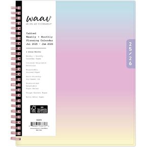 Blue Sky Waav 2025-2026 تقويم مخطط العام الدراسي الأسبوعي والشهري ، يوليو 2025 - يونيو 2026 ، 7 "× 9" ، غطاء مرن ، سلك ، علامات تبويب مغلفة ، جيب التخزين ، ليزا