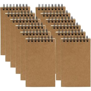 12 Pack Pocket Notebooks, 3x5 Small Notepads, Mini Spiral Notebooks, 60 Sheets/120 Pages,Lined College Ruled Paper, Memo Pads for Home, Office, School or Travel (Kraft)