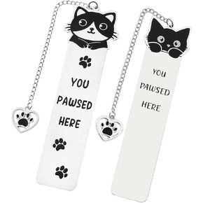 2pcs Funny Cat Bookmarks for Women, Reading Gifts for Cat Lovers Cute Book Marks Gift for Reading Women Bookworm Book Lovers Book Reading Accessories Christmas Stocking Stuffers (SQ0543+SQ0544+HE040)
