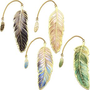 4 PCS Metal Starks ، Beautiful Metal Feather Lockmark ، مرجعية جميلة للنساء ، الإشارات المرجعية لقراءة النساء ، هدايا الإشارات المعدنية ، هدية هدية التخرج (BKM-060)