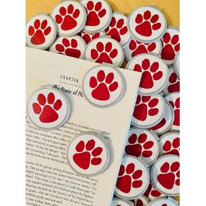 RED School Spirit Paw Print School Mascot Bookmarks (Set of 36) Bookmarks for Kids! School Student Incentives– Library incentives– Reading Incentives- Party Favor Prizes- Classroom Reading Awards