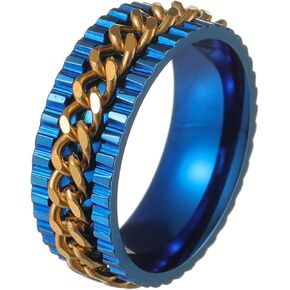 Mens Fidget Rings Anxiety Rings for Men Womens Chain Spinner Rings for Adults Titanium Steel Rings